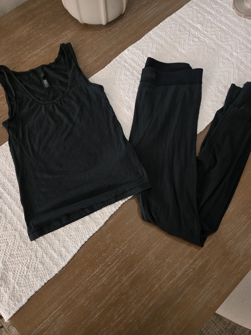 Green Ribbed Knit Leggings & Tank Set